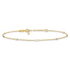 14K Two-tone Ropa Chain Mirror Beads 7-Station 9 inch Plus 1 inch Extender - Total 10 inch Anklet
