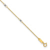 14K Two-tone Ropa Chain Mirror Beads 7-Station 9 inch Plus 1 inch Extender - Total 10 inch Anklet