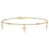 14k Diamond-cut 3 Cross Dangles and Beads 9 inch Plus 1 inch Extender - Total 10 inch Anklet