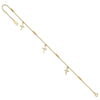 14k Diamond-cut 3 Cross Dangles and Beads 9 inch Plus 1 inch Extender - Total 10 inch Anklet