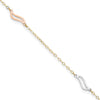14K Tri-color Open Wavy Links 3-Station 9 inch Plus 1 inch Extender Total 10 inch Anklet