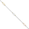 14K Tri-color Oval Link 5-Station 9 inch Plus 1 inch Extender Total 10 inch Anklet