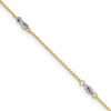 14K Two-tone Fancy Twist 5-Station 9 inch Plus 1 inch Extender Total 10 inch Anklet