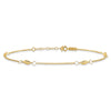 14K Diamond-cut Rice Puff Beads 4-Station 9 inch Plus 1 inch Extender - Total 10 inch Anklet