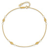 14K Diamond-cut Rice Puff Beads 4-Station 9 inch Plus 1 inch Extender - Total 10 inch Anklet