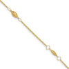 14K Diamond-cut Rice Puff Beads 4-Station 10 inch Plus 1 inch Extender - Total 11 inch Anklet