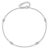 14K White Gold Diamond-cut Rice Puff Beads 4-Station 9 inch Plus 1 inch Extender - Total 10 inch Anklet