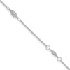 14K White Gold Diamond-cut Rice Puff Beads 4-Station 9 inch Plus 1 inch Extender - Total 10 inch Anklet