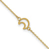 14K Textured and Polished Crescent Moon 9 inch Plus 1 inch Extender - Total 10 inch Anklet