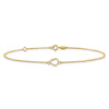 14K Textured and Polished Open Heart 9 inch Plus 1 inch Extender - Total 10 inch Anklet
