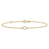 14k Two-tone Textured and Polished Open Heart 9 inch Plus 1 inch Extender - Total 10 inch Anklet