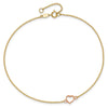 14k Two-tone Textured and Polished Open Heart 9 inch Plus 1 inch Extender - Total 10 inch Anklet