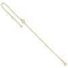 14k Two-tone Textured and Polished Open Heart 9 inch Plus 1 inch Extender - Total 10 inch Anklet
