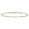14K Two-Tone Polished Twisted Link 9 inch Plus 1 inch Extender - Total 10 inch Anklet