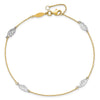 14K Two-Tone Diamond-cut Leaf 4-Station 9 inch Plus 1 inch Extender - Total 10 inch Anklet