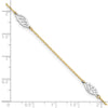 14K Two-Tone Diamond-cut Leaf 4-Station 9 inch Plus 1 inch Extender - Total 10 inch Anklet