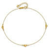 14k Polished Diamond-cut Triple Puffed Hearts 9 inch Plus 1 inch Extender - Total 10 inch Anklet