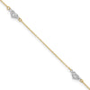 14k Two-tone Diamond-cut Triple Puffed Hearts 9 inch Plus 1 inch Extender - Total 10 inch Anklet
