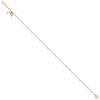 14k Cable Chain with Puffed Heart and Key Dangle 9 inch Plus 1 inch Extender - Total 10 inch Anklet