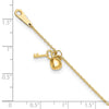 14k Cable Chain with Puffed Heart and Key Dangle 9 inch Plus 1 inch Extender - Total 10 inch Anklet