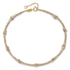 14k Tri-color 3-Strand Diamond-cut Beaded 9-Station 9 inch Plus 1 inch Extender - Total 10 inch Anklet
