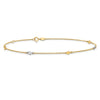 14K Two-Tone Polished Stars 5-Station 10 inch Plus 1 inch Extender - Total 11 inch Anklet
