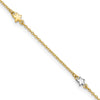 14K Two-Tone Polished Stars 5-Station 10 inch Plus 1 inch Extender - Total 11 inch Anklet