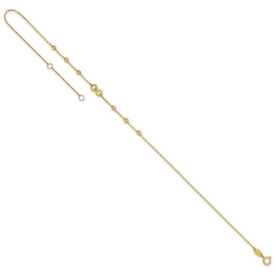 14K Infinity Symbol and Diamond-cut Beads 10 inch Plus 1 inch Extender - Total 11 inch Anklet