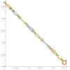 14k Two-Tone Polished Oval Twist Link 9 inch Plus 1 inch Extender Total 10 inch Anklet