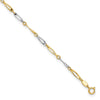 14k Two-Tone Polished Oval Twist Link 9 inch Plus 1 inch Extender Total 10 inch Anklet