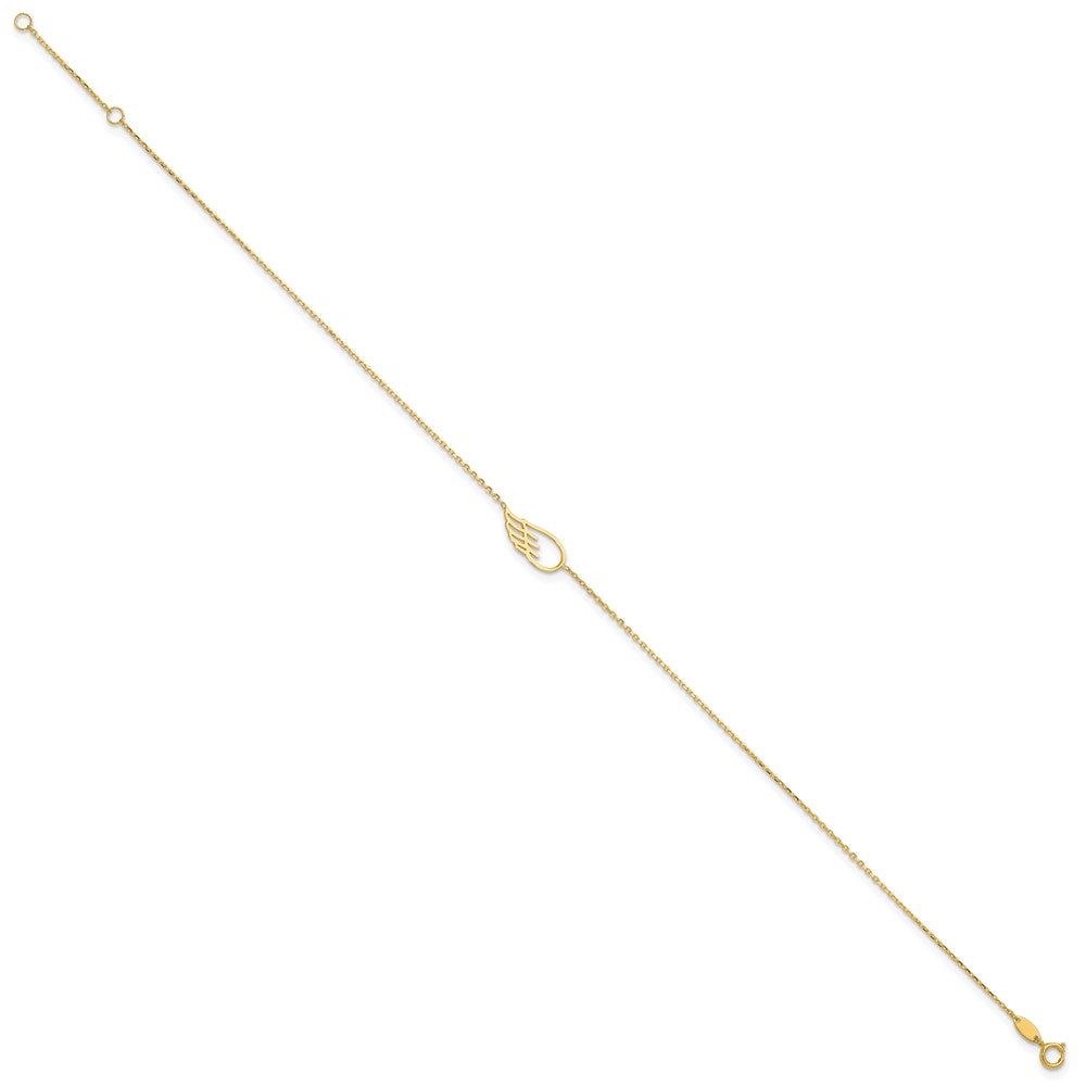 14K Cut-out Wing 10 inch Plus 1 inch Extender Total 11 inch Anklet