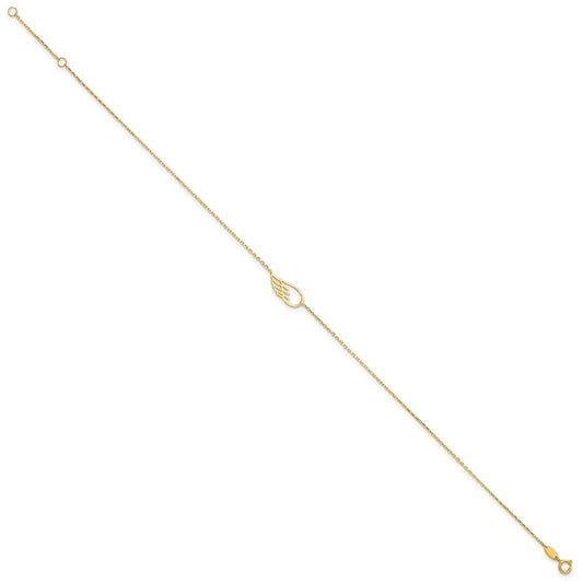 14K Cut-out Wing 10 inch Plus 1 inch Extender Total 11 inch Anklet