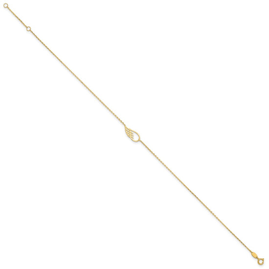 14K Cut-out Wing 10 inch Plus 1 inch Extender - Total 11 inch Anklet