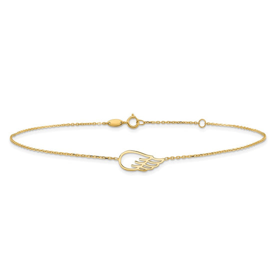14K Cut-out Wing 10 inch Plus 1 inch Extender - Total 11 inch Anklet