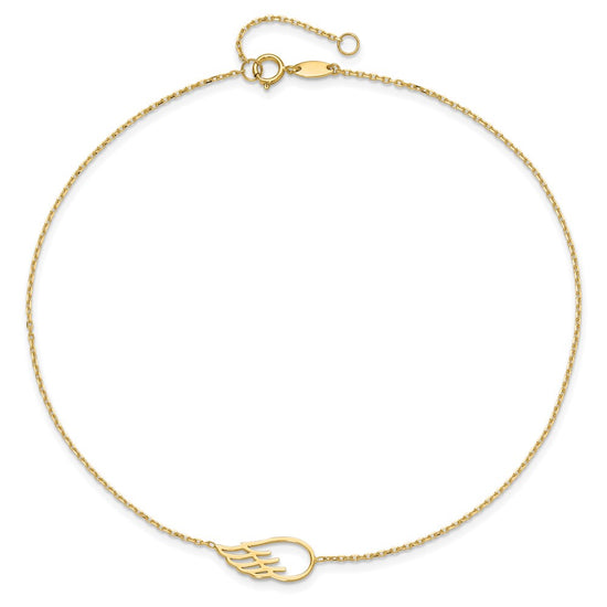 14K Cut-out Wing 10 inch Plus 1 inch Extender Total 11 inch Anklet