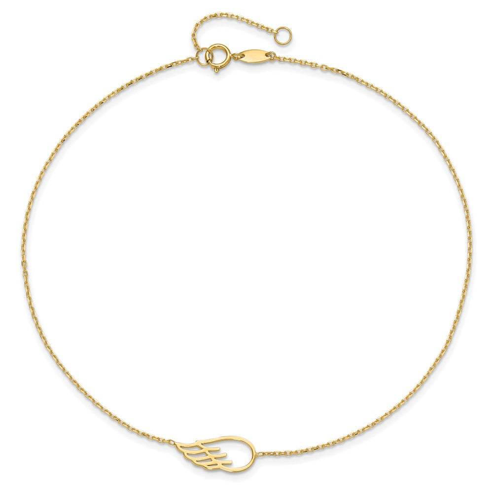 14K Cut-out Wing 10 inch Plus 1 inch Extender Total 11 inch Anklet