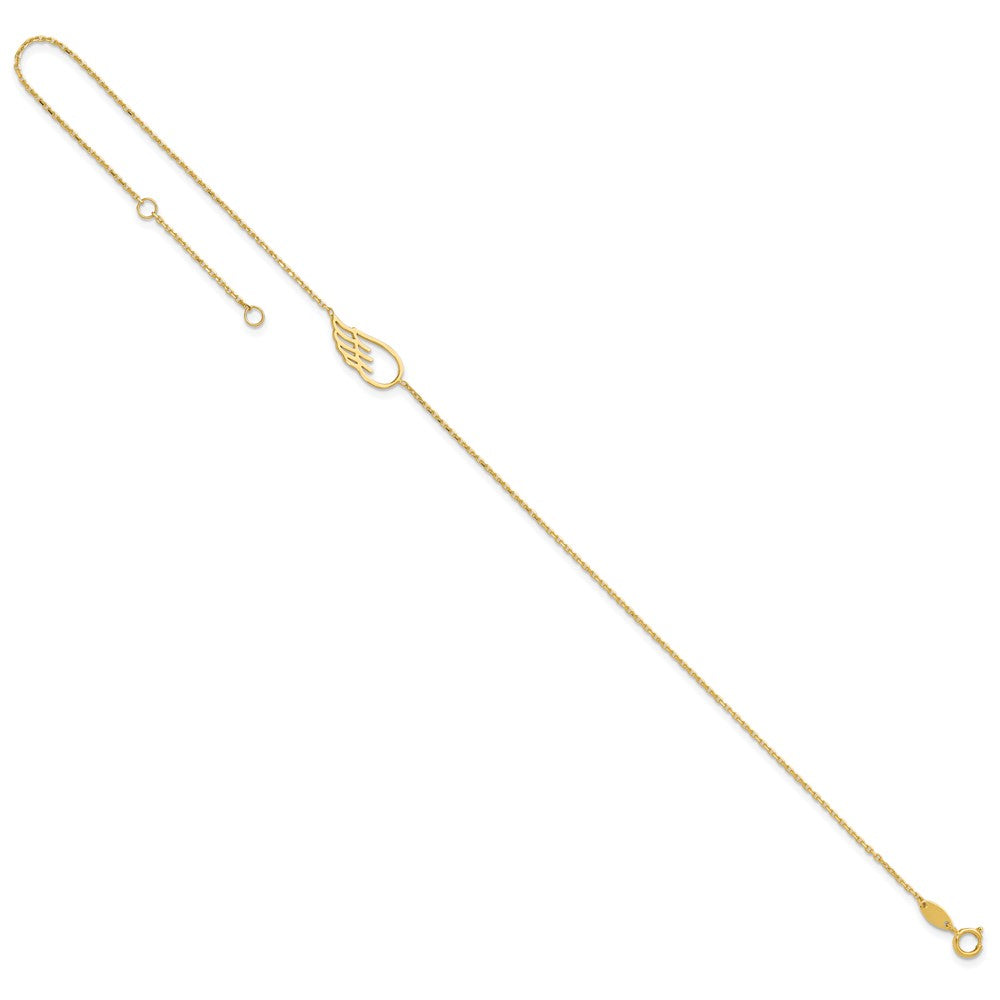 14K Cut-out Wing 10 inch Plus 1 inch Extender Total 11 inch Anklet