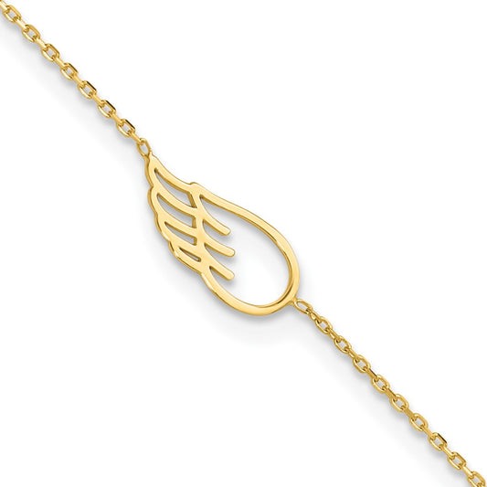 14K Cut-out Wing 10 inch Plus 1 inch Extender Total 11 inch Anklet
