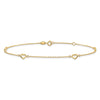 14K Open Hearts 4-Station 10 inch Plus 1 inch Extender - Total 11 inch Anklet