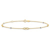 14K Two-Tone Diamond-cut Beads and Infinity 10 inch Plus 1 inch Extender - Total 11 inch Anklet