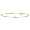 14K Flowers 3-Station with Flower Dangle 10 inch Plus 1 inch Extender Total 11 inch Anklet