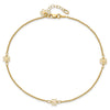 14K Flowers 3-Station with Flower Dangle 10 inch Plus 1 inch Extender - Total 11 inch Anklet
