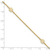 14K Flowers 3-Station with Flower Dangle 10 inch Plus 1 inch Extender - Total 11 inch Anklet