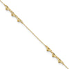 14K Diamond-cut Hearts 9 inch Plus 1 inch Extender - Total 10 inch Anklet