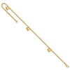 14K Polished Curb Chain with 3 Puffed Heart Dangles 9 inch Plus 1 inch Extender - Total 10 inch Anklet