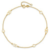 14K Polished Heart Links and Chain 9 inch Plus 1 inch Extender - Total 10 inch Anklet