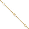 14K Polished Heart Links and Chain 9 inch Plus 1 inch Extender - Total 10 inch Anklet