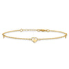 14K Polished Heart-in-Heart Links 3-Station 9 inch Plus 1 inch Extender - Total 10 inch Anklet