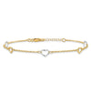 14K Two-tone Polished Open Hearts 5-Station 9 inch Plus 1 inch Extender Total 10 inch Anklet