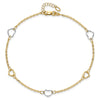 14K Two-tone Polished Open Hearts 5-Station 9 inch Plus 1 inch Extender - Total 10 inch Anklet
